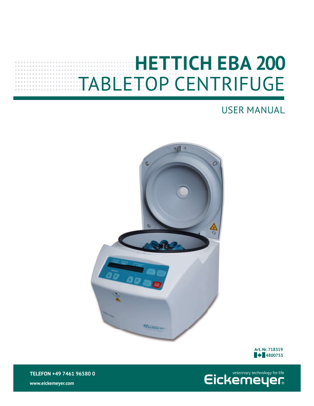 

Bordcentrifuge HETTICH EBA 200, 8 rørs rotor

